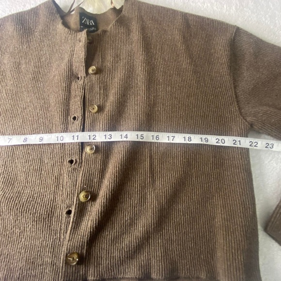 Zara Brown Button-Up Ribbed Jacket - Picture 9 of 10